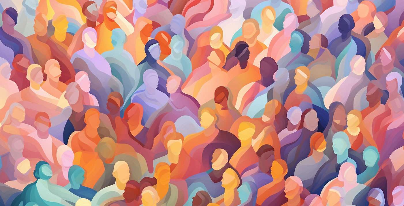digital art of multicolored figures of people