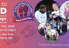 Walk to end epilepsy graphic, images of Portland Walk and link