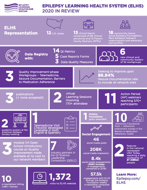 epilepsy learning healthcare system 2020 in review infographic