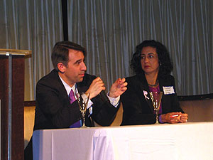  Drs. Eric Kossoff and Elizabeth Donner at a question and answer session 